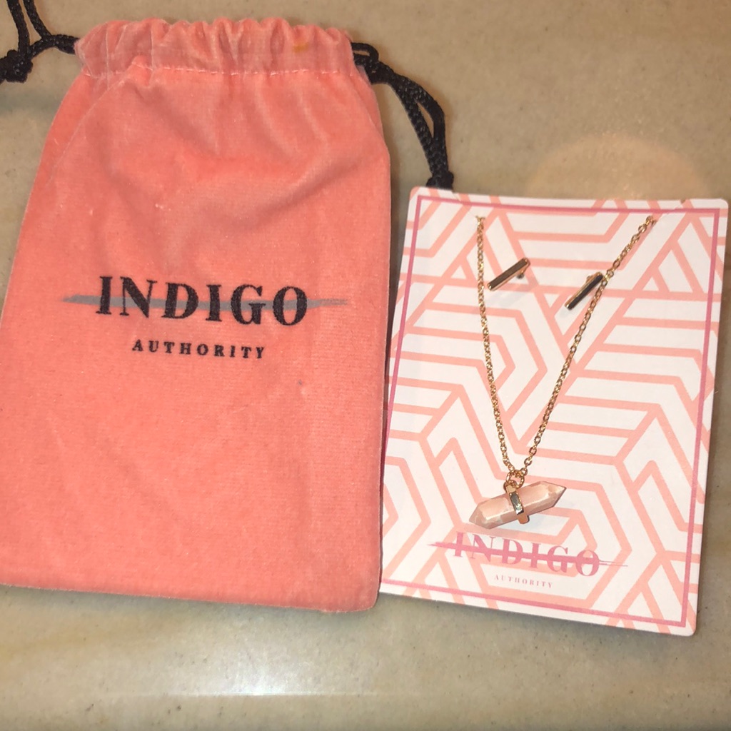 Indigo Coral Necklace & Earrings On Gold Tone Nwt